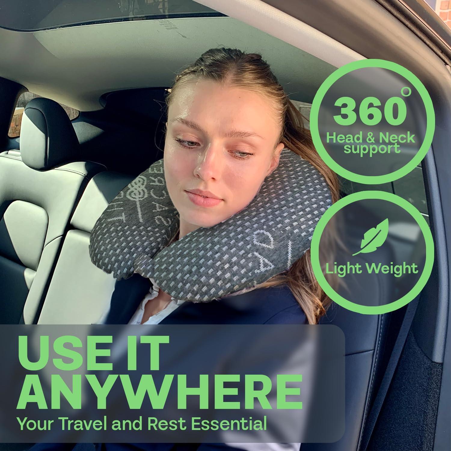 Almohada de viaje gris Sacred Thread con espuma viscoelástica