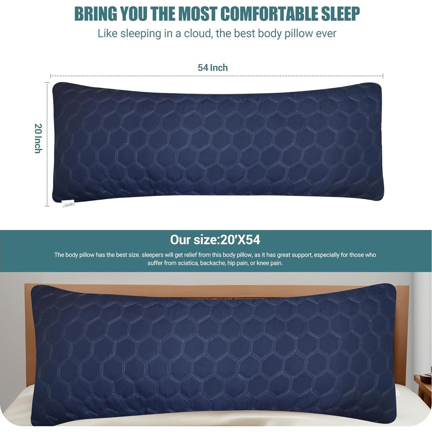 Almohada Corporal Completa Yuexiu 50.8x137.2 cm Azul