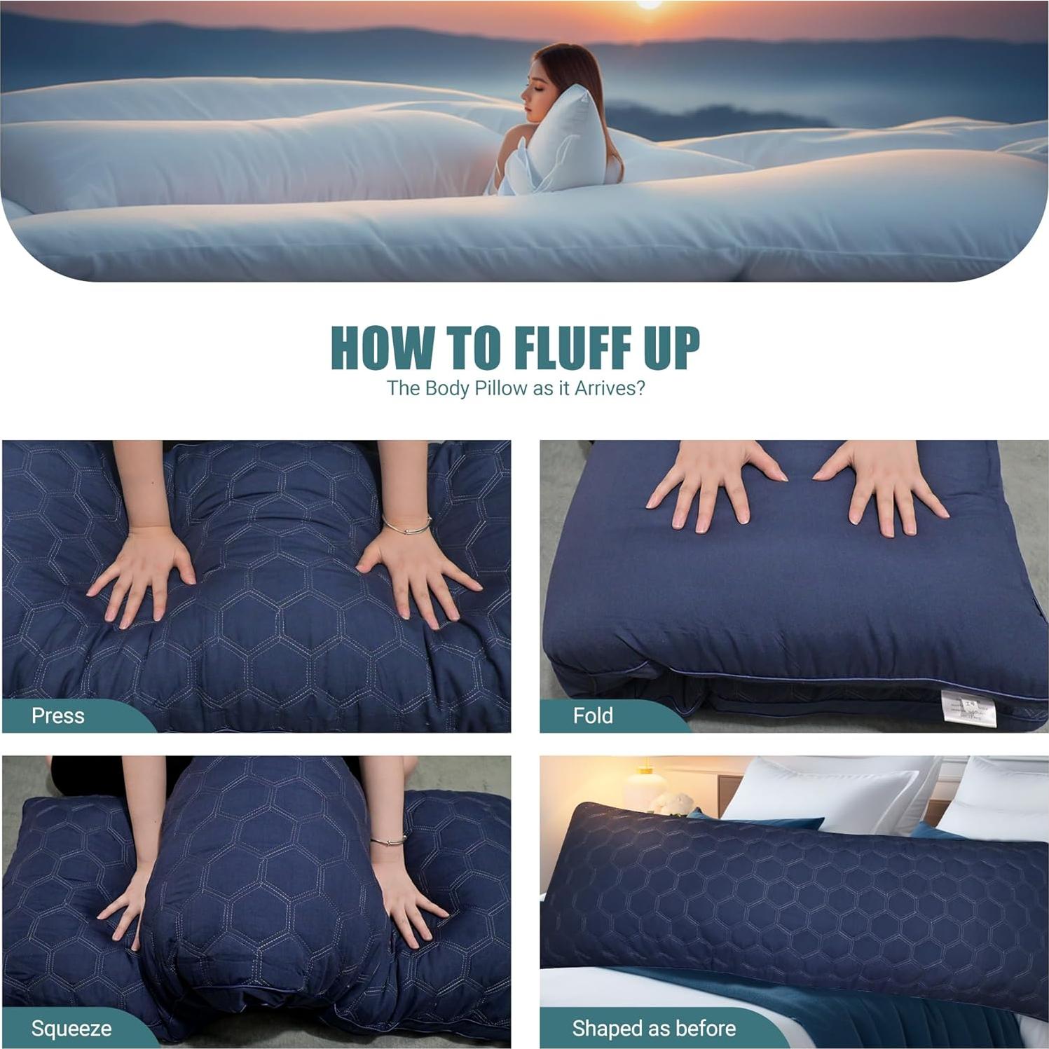 Almohada Corporal Completa Yuexiu 50.8x137.2 cm Azul