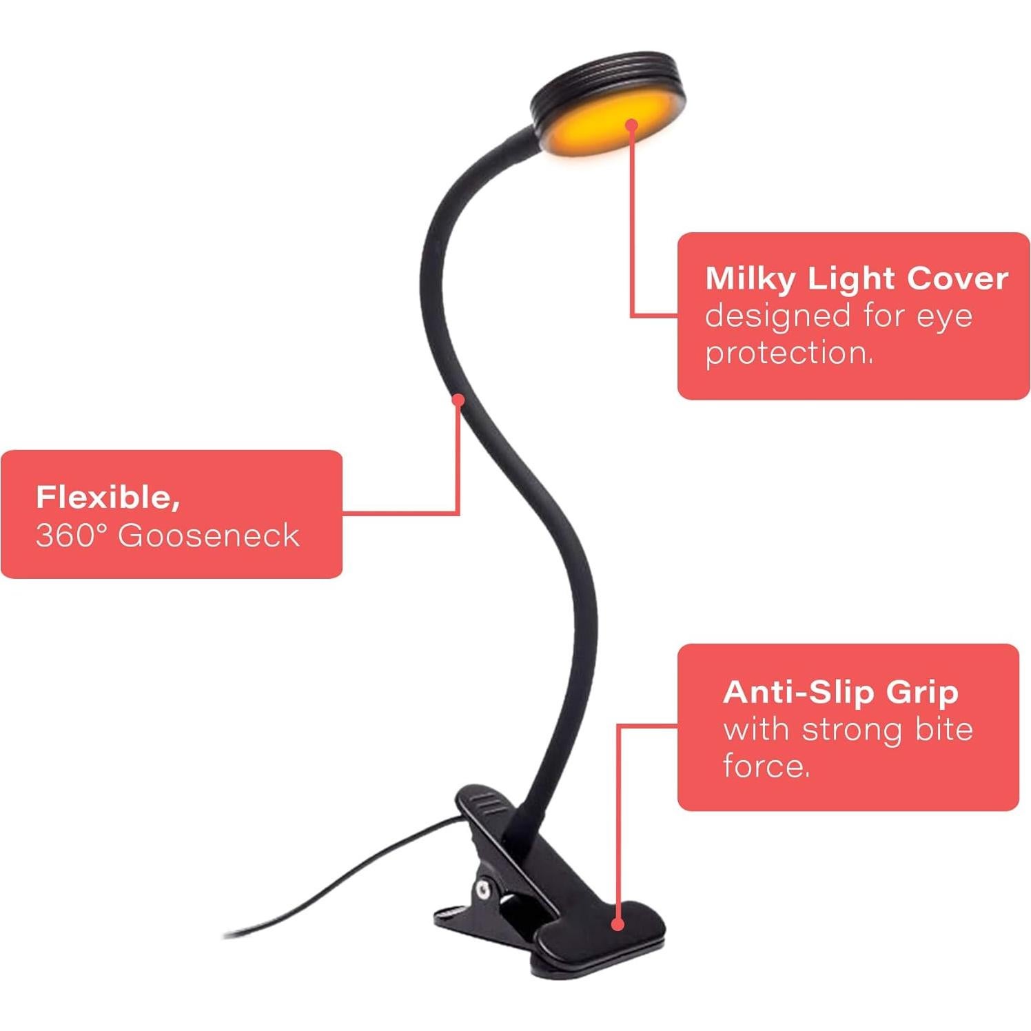 Luz de lectura LED Hooga Hoogalite con clip y modos día/noche