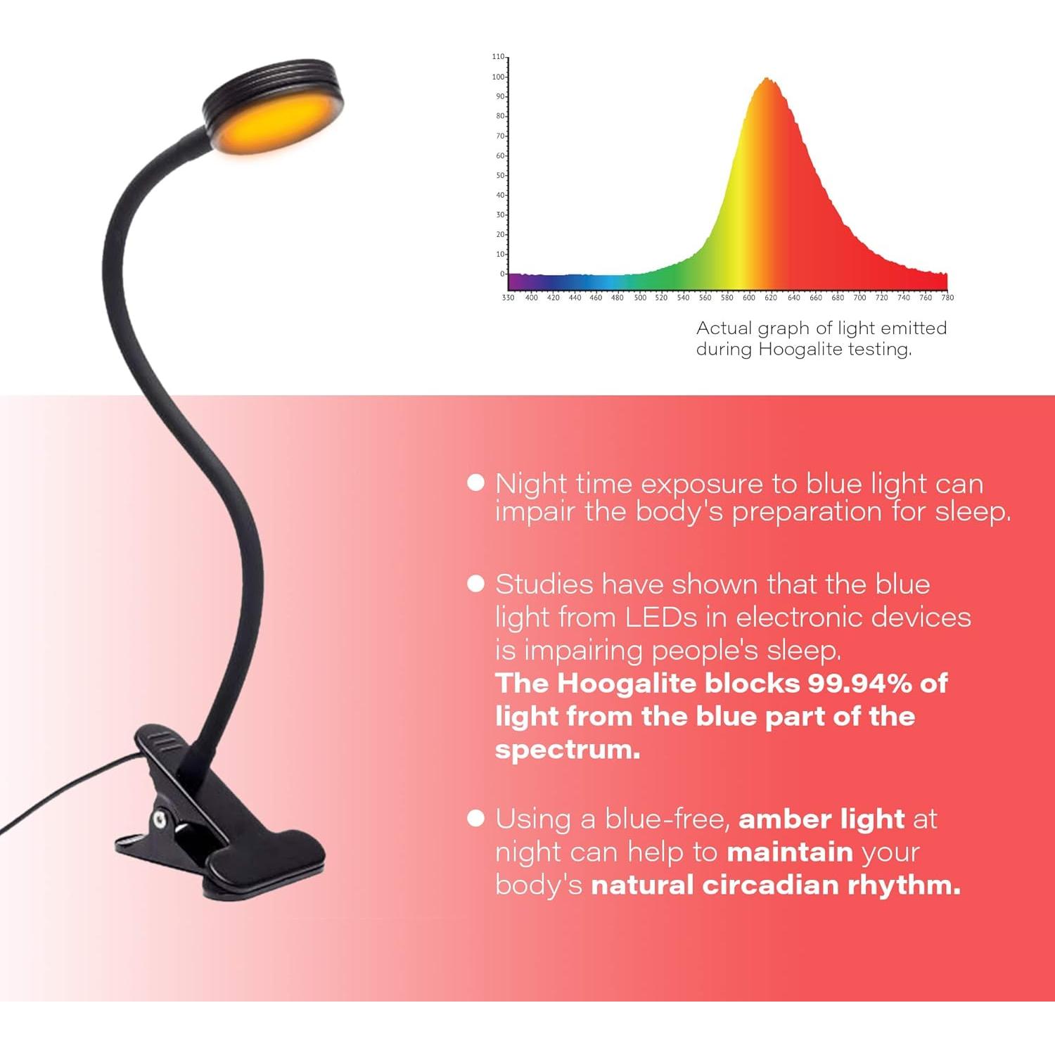 Luz de lectura LED Hooga Hoogalite con clip y modos día/noche