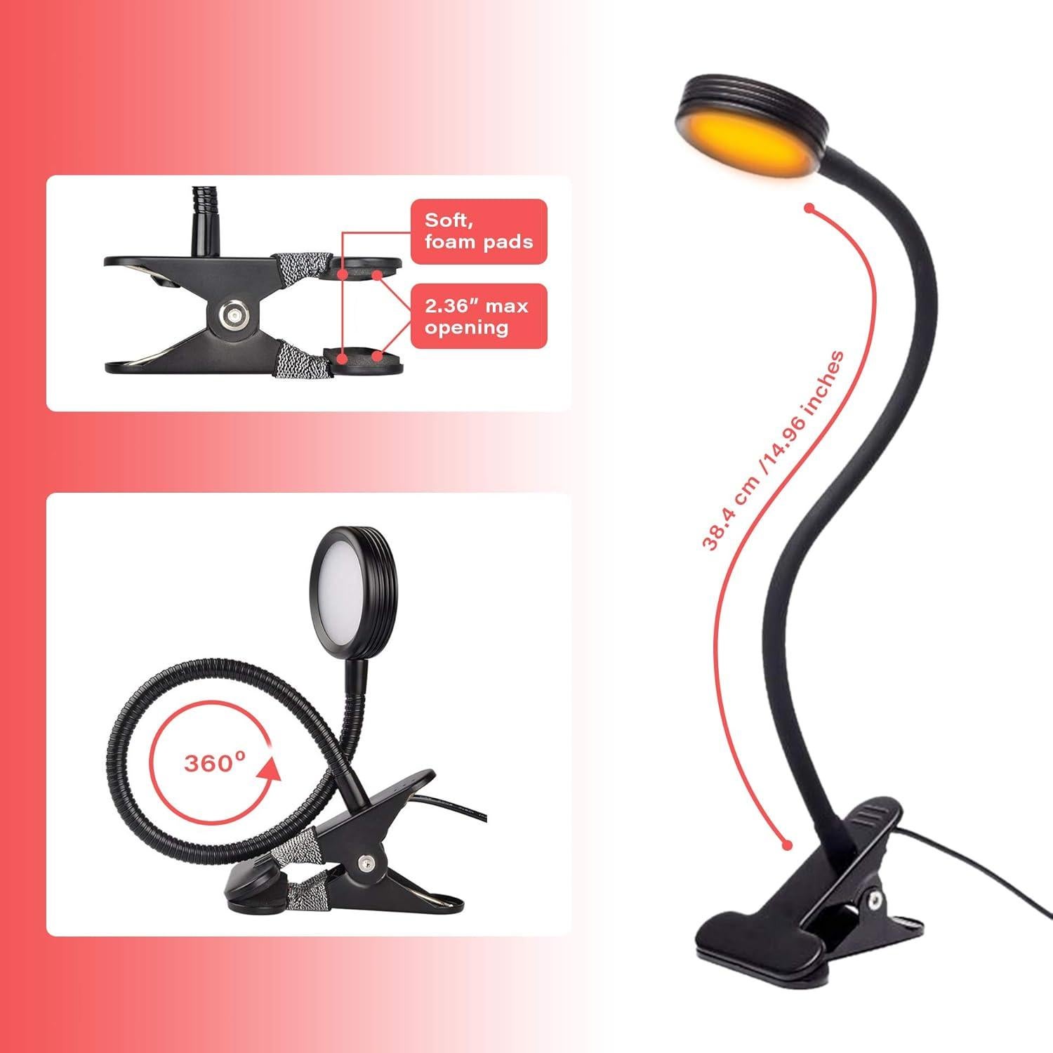 Luz de lectura LED Hooga Hoogalite con clip y modos día/noche