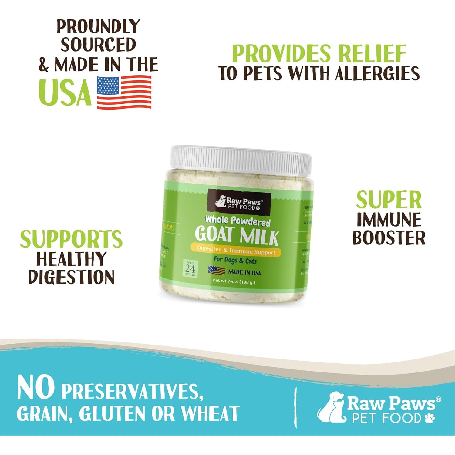 Polvo de Leche de Cabra Cruda Raw Paws 198 g - Suplemento Digestivo