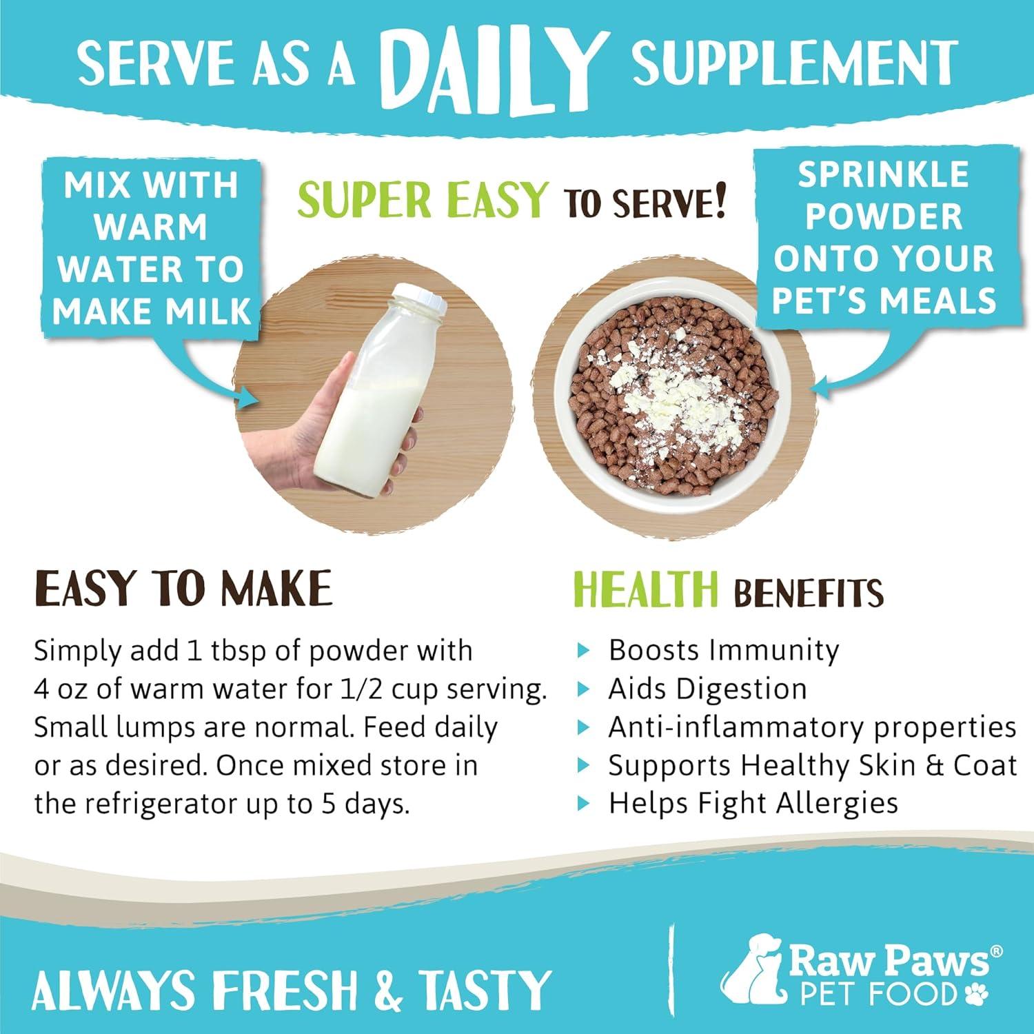 Polvo de Leche de Cabra Cruda Raw Paws 198 g - Suplemento Digestivo