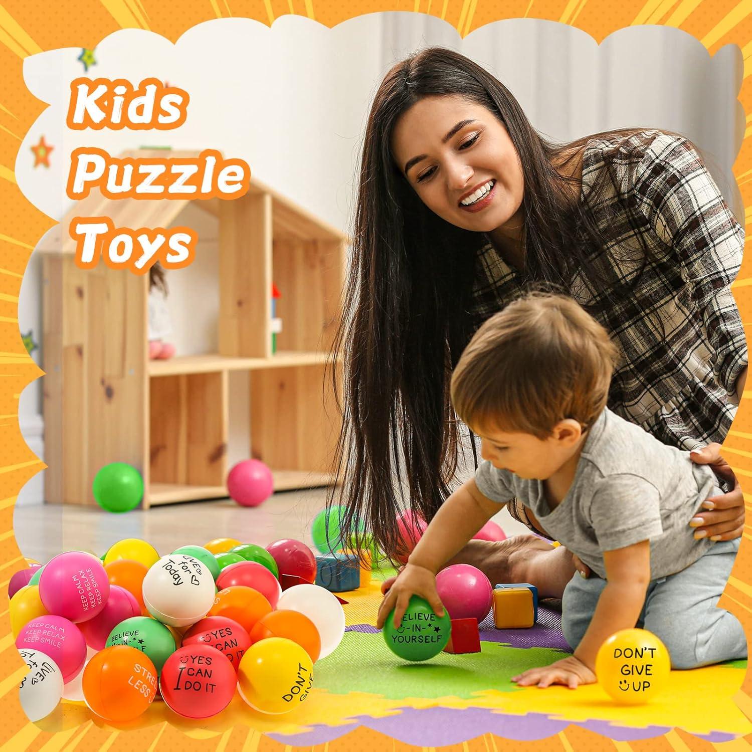 60 Pelotas Antiestrés Motivacionales Wettarn 5 cm con Bolsa