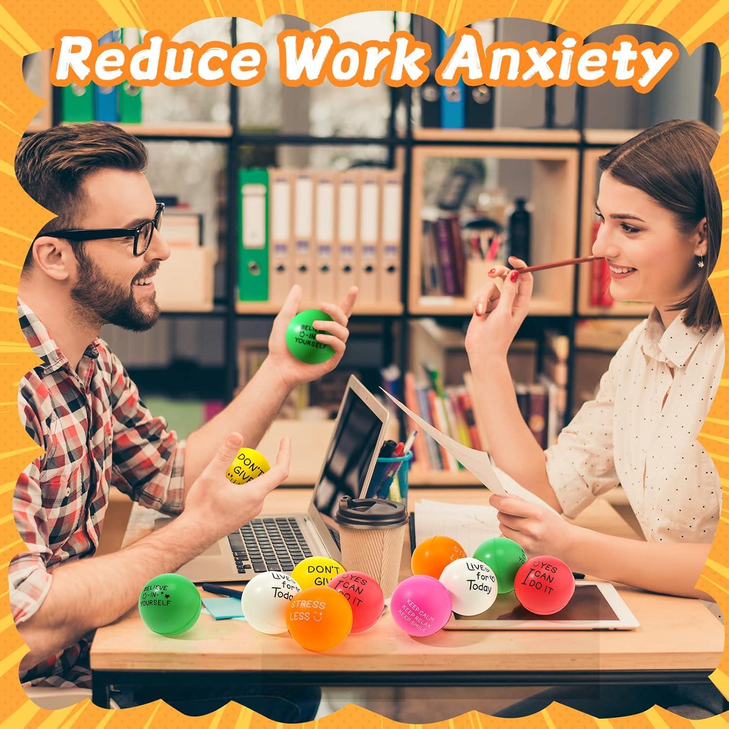 60 Pelotas Antiestrés Motivacionales Wettarn 5 cm con Bolsa