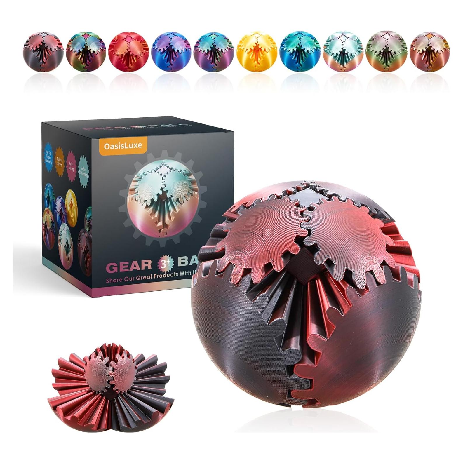 Pelota de Engranaje Antiestrés 3D Jishou 8.49cm - Varios Colores