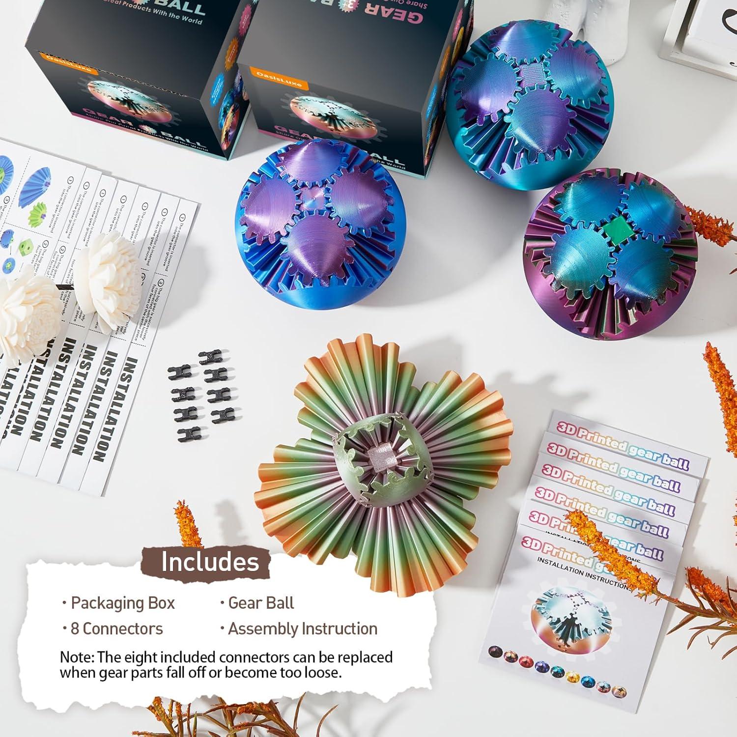 Pelota de Engranaje Antiestrés 3D Jishou 8.49cm - Varios Colores