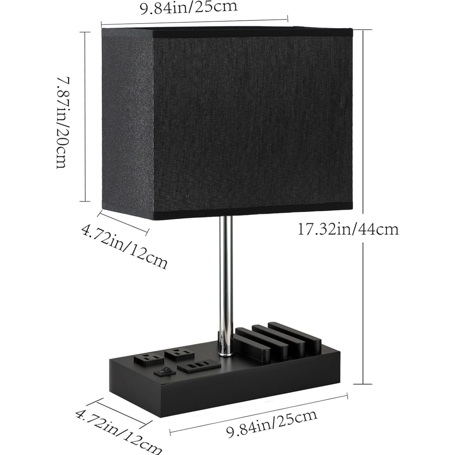 Lámpara de Mesa USB Briever L6009-2AC con 2 Salidas AC y 3 Puertos USB