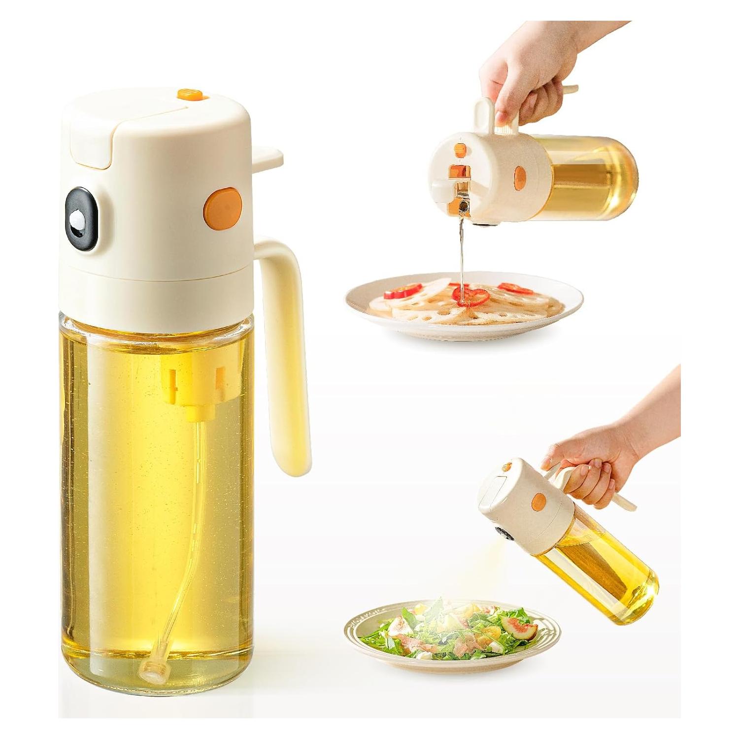 Pulverizador y Vertedor de Aceite Katbite 550ml Blanco Crema