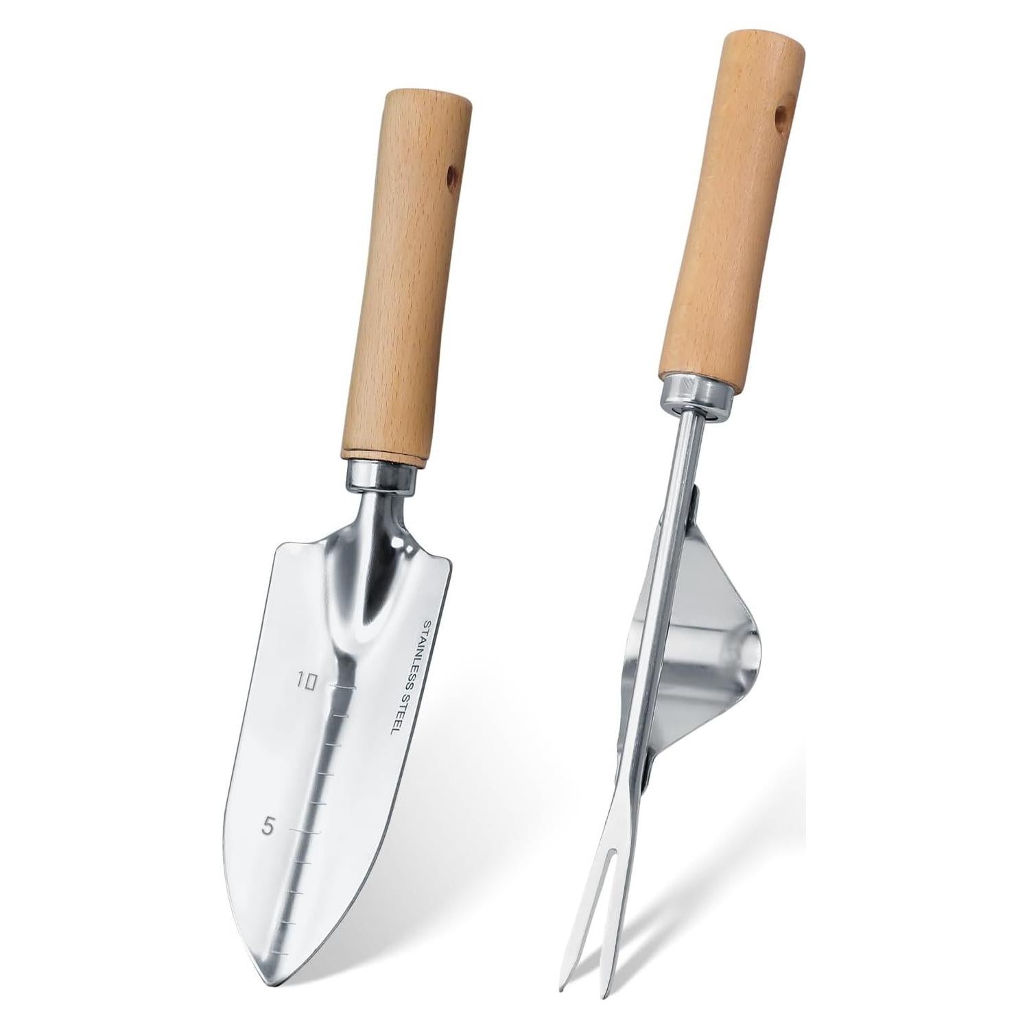 Juego de Herramientas de Jardín HoHaing 2 Piezas Acero Inoxidable