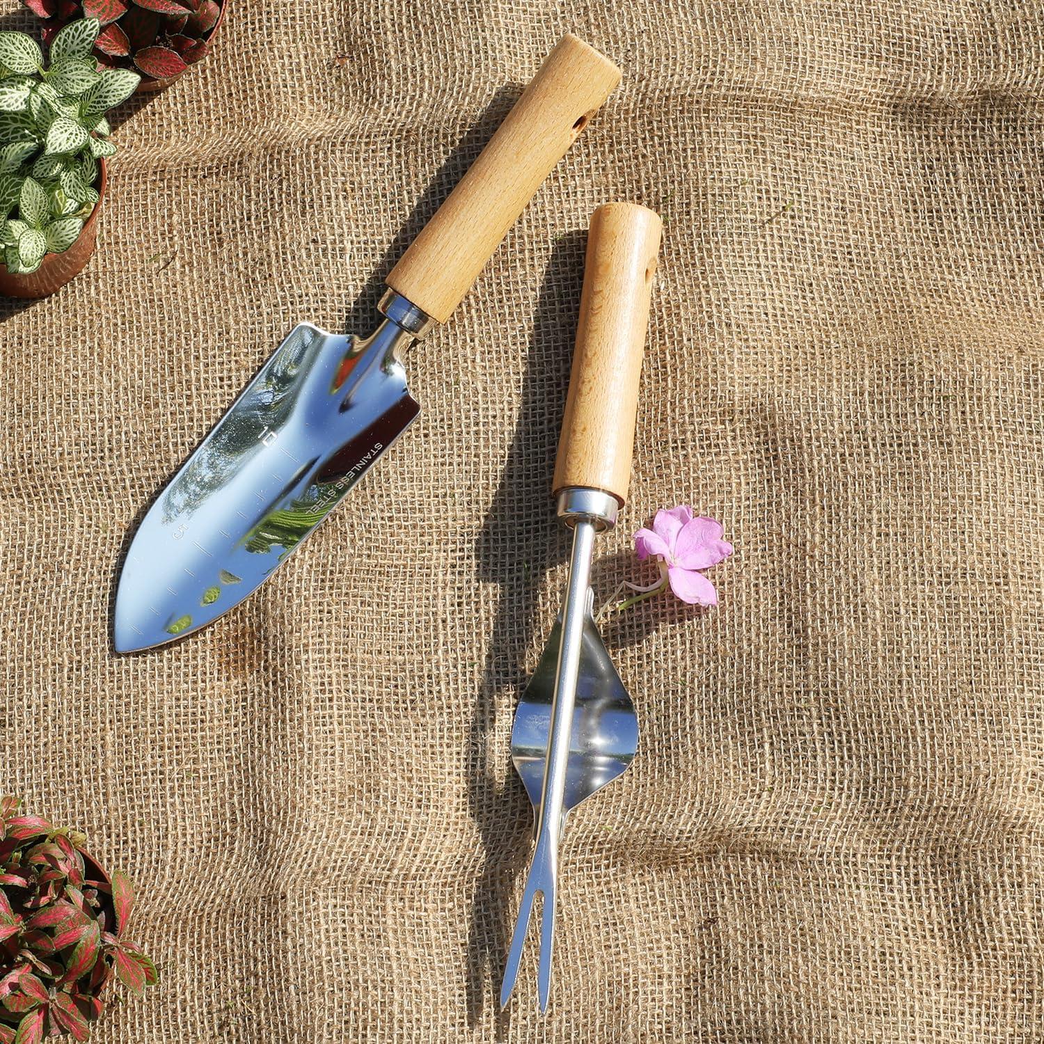 Juego de Herramientas de Jardín HoHaing 2 Piezas Acero Inoxidable