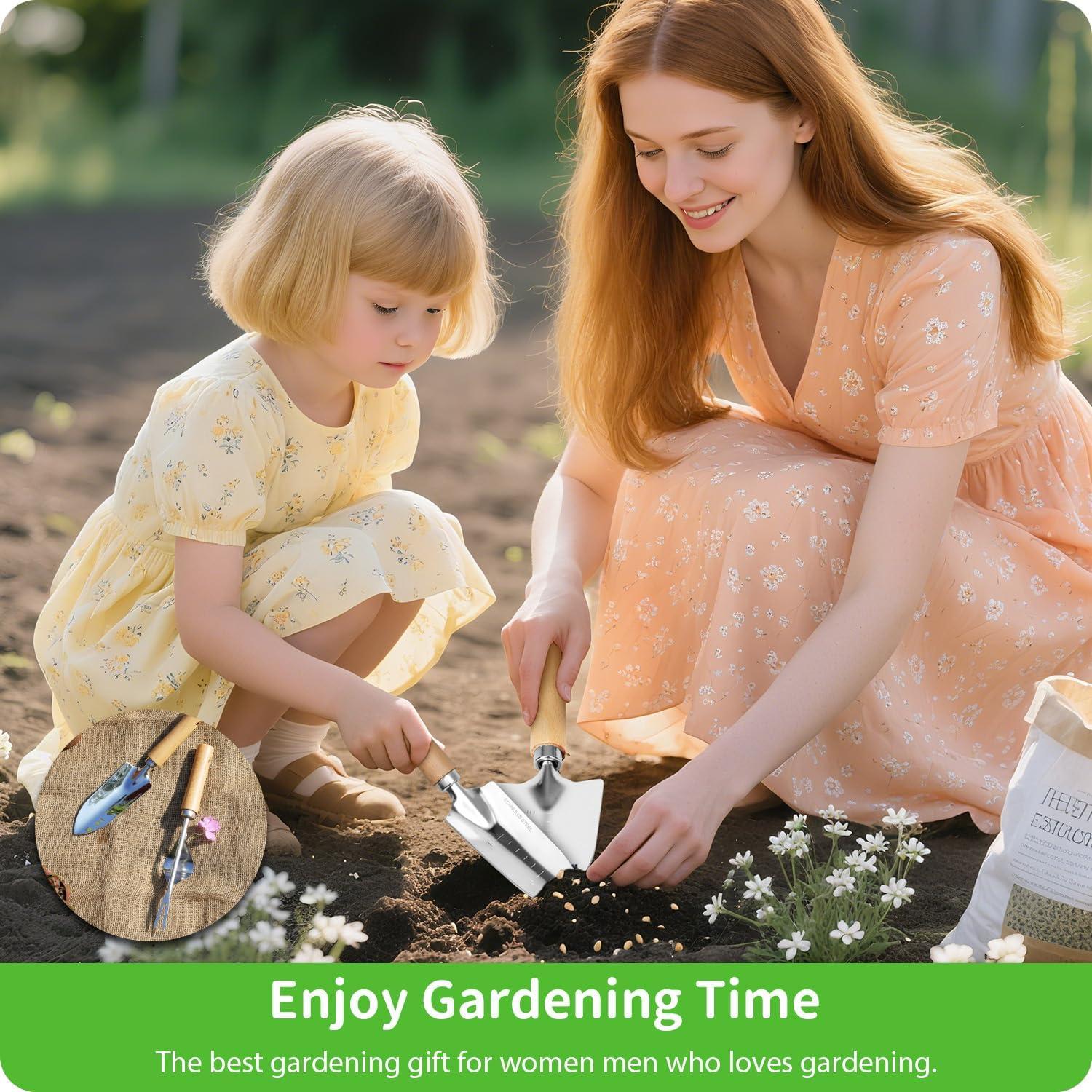 Juego de Herramientas de Jardín HoHaing 2 Piezas Acero Inoxidable