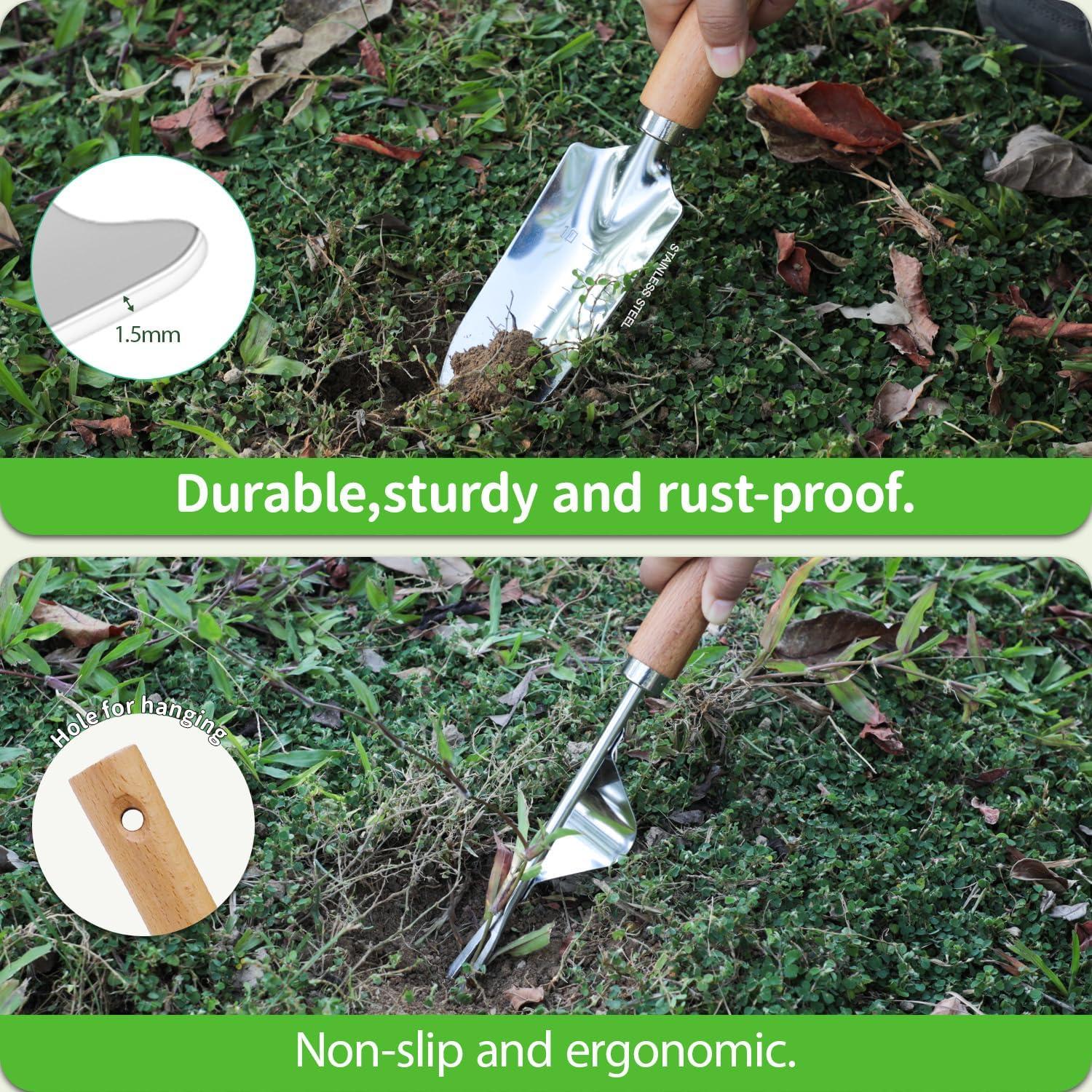 Juego de Herramientas de Jardín HoHaing 2 Piezas Acero Inoxidable