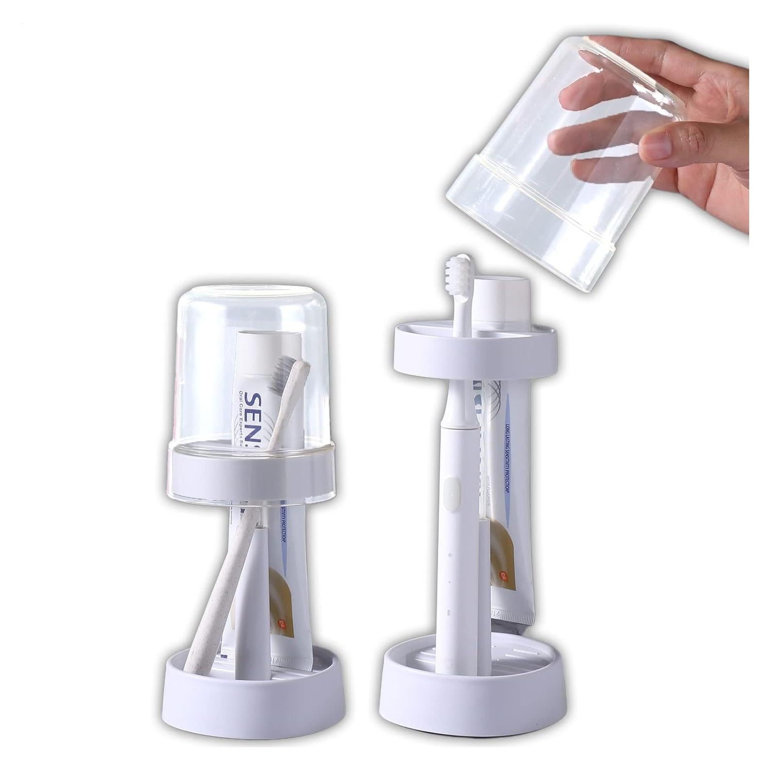 Soporte para cepillos de dientes Meiloi con taza y 2 ranuras