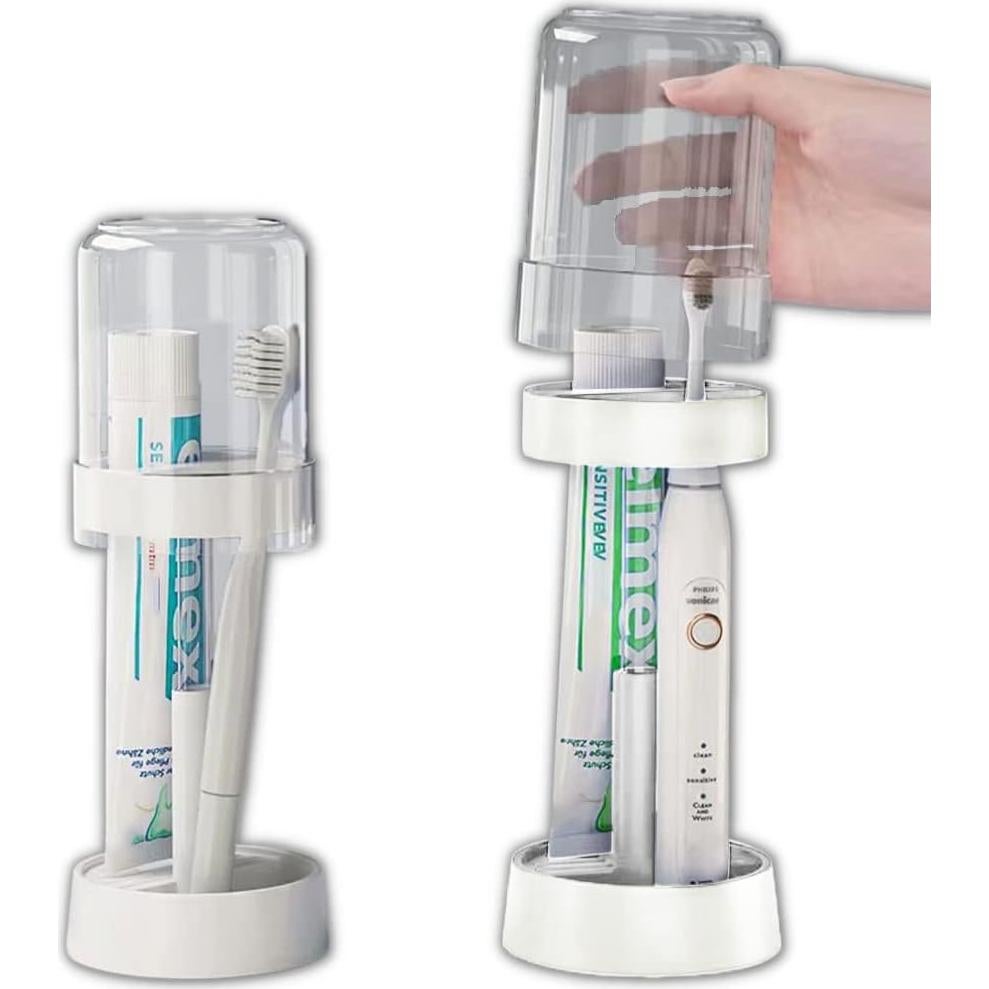 Soporte para cepillos de dientes Meiloi con taza y 2 ranuras