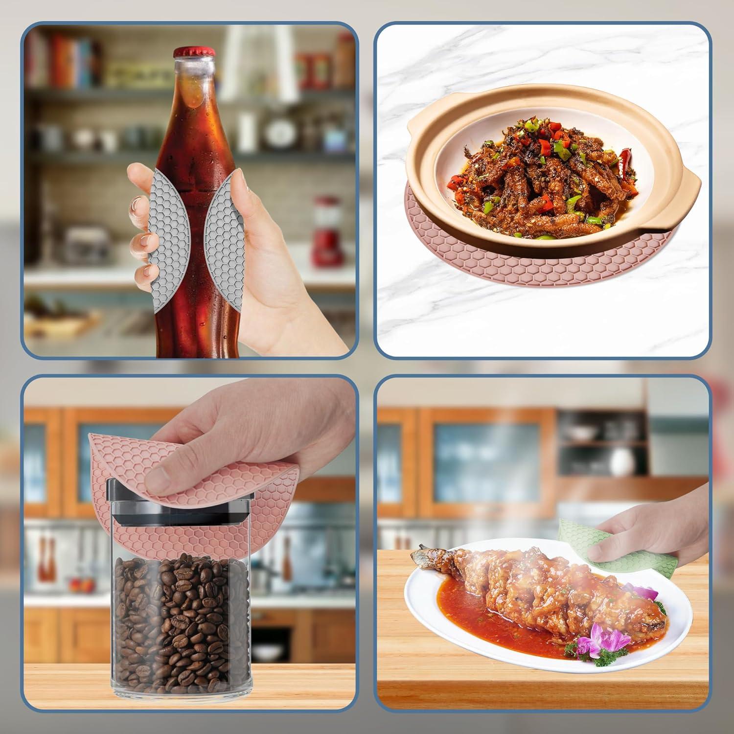 Almohadillas para abrir frascos Lzzabo, 4 unidades, diseño panal