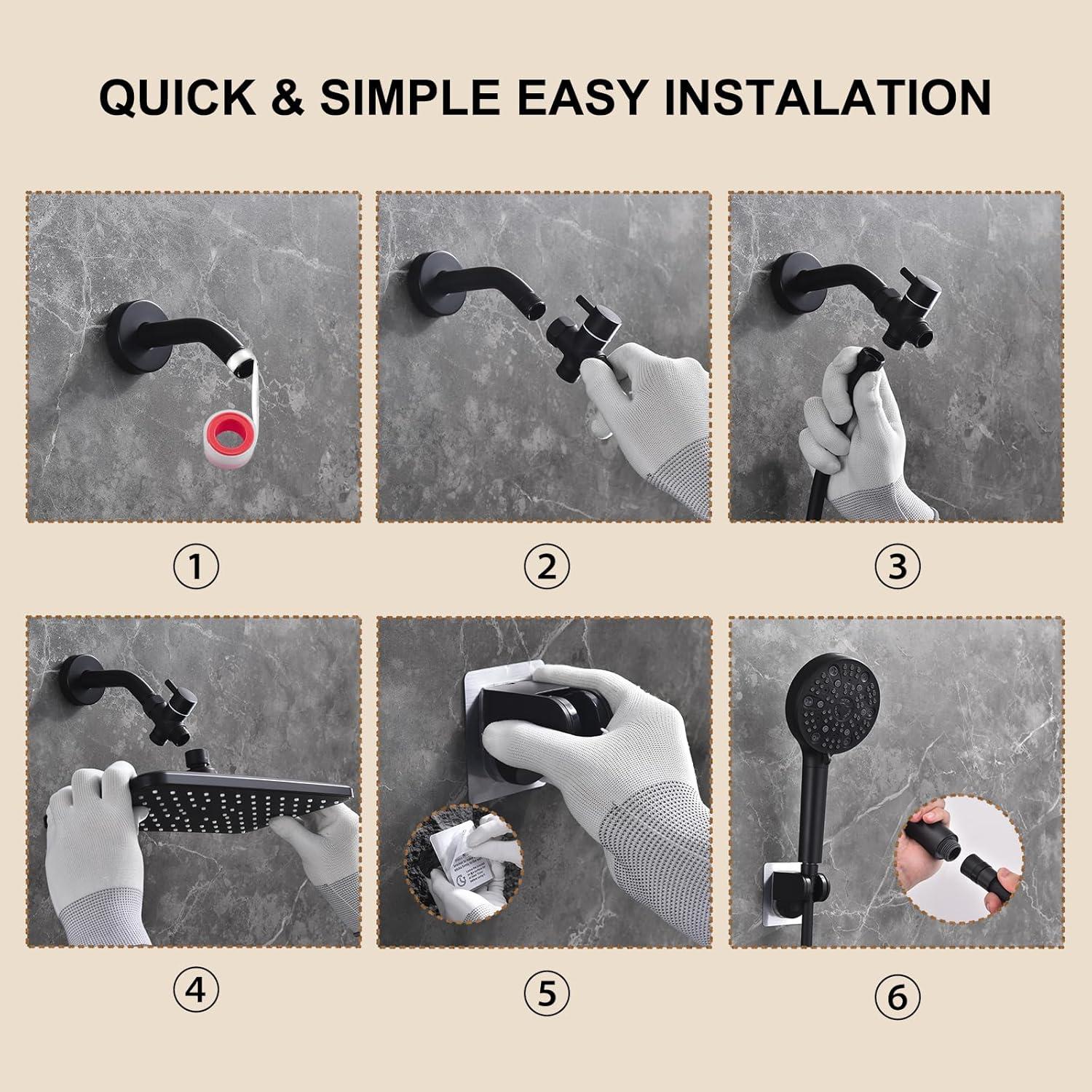 Cabezal de Ducha de Lluvia GAOZHIBST 30.48 cm Negro 9 Modos