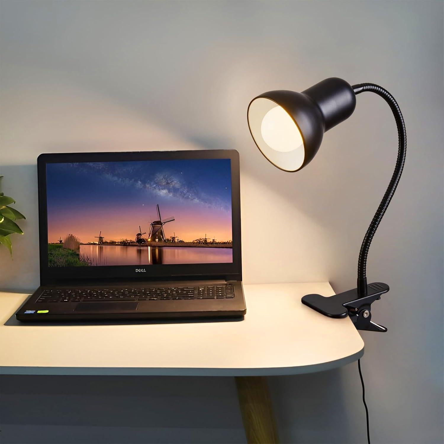 Lámpara de Escritorio LED ZEAYUM con Clip y Cuello de Ganso 38cm