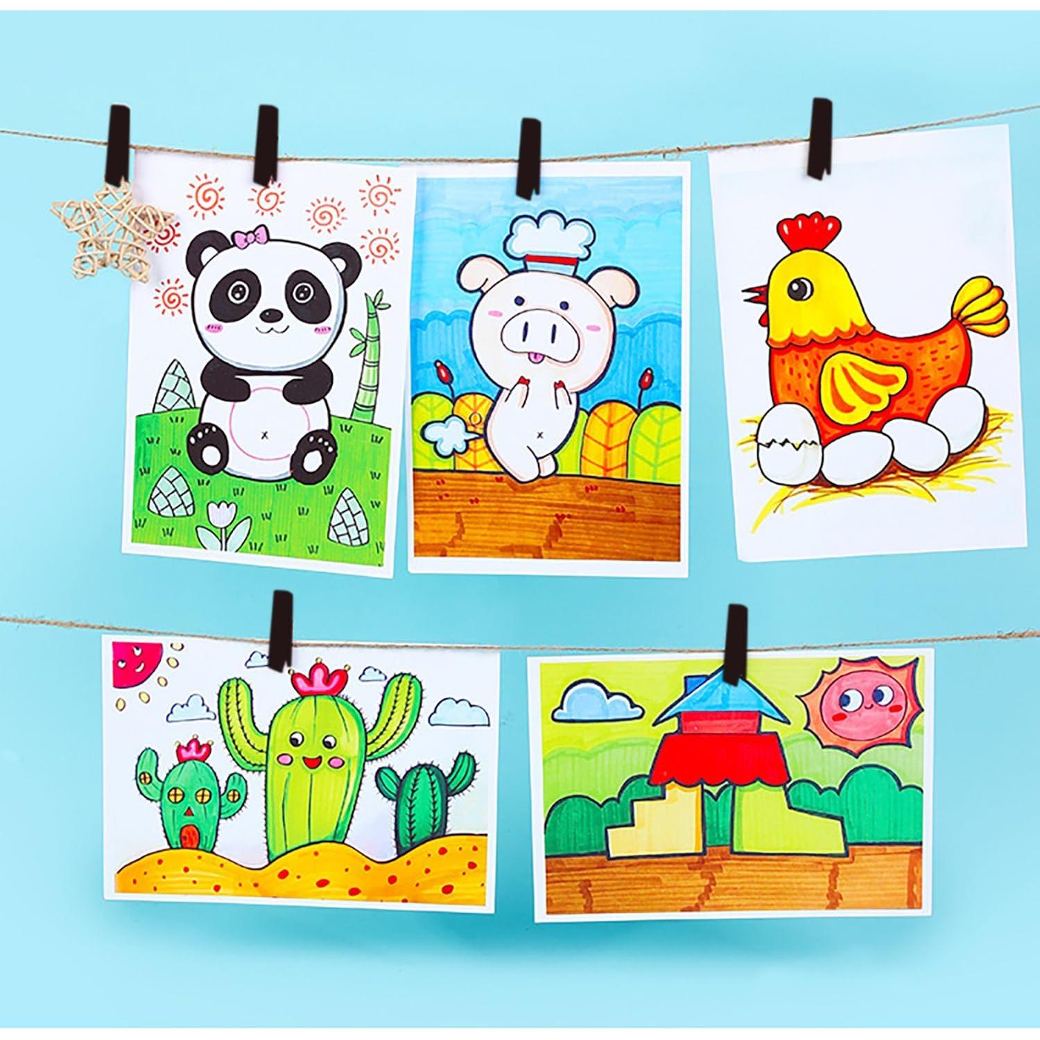 100 Pinzas de Madera Mini YIHUANYIFA 3.5cm Negro con Cuerda