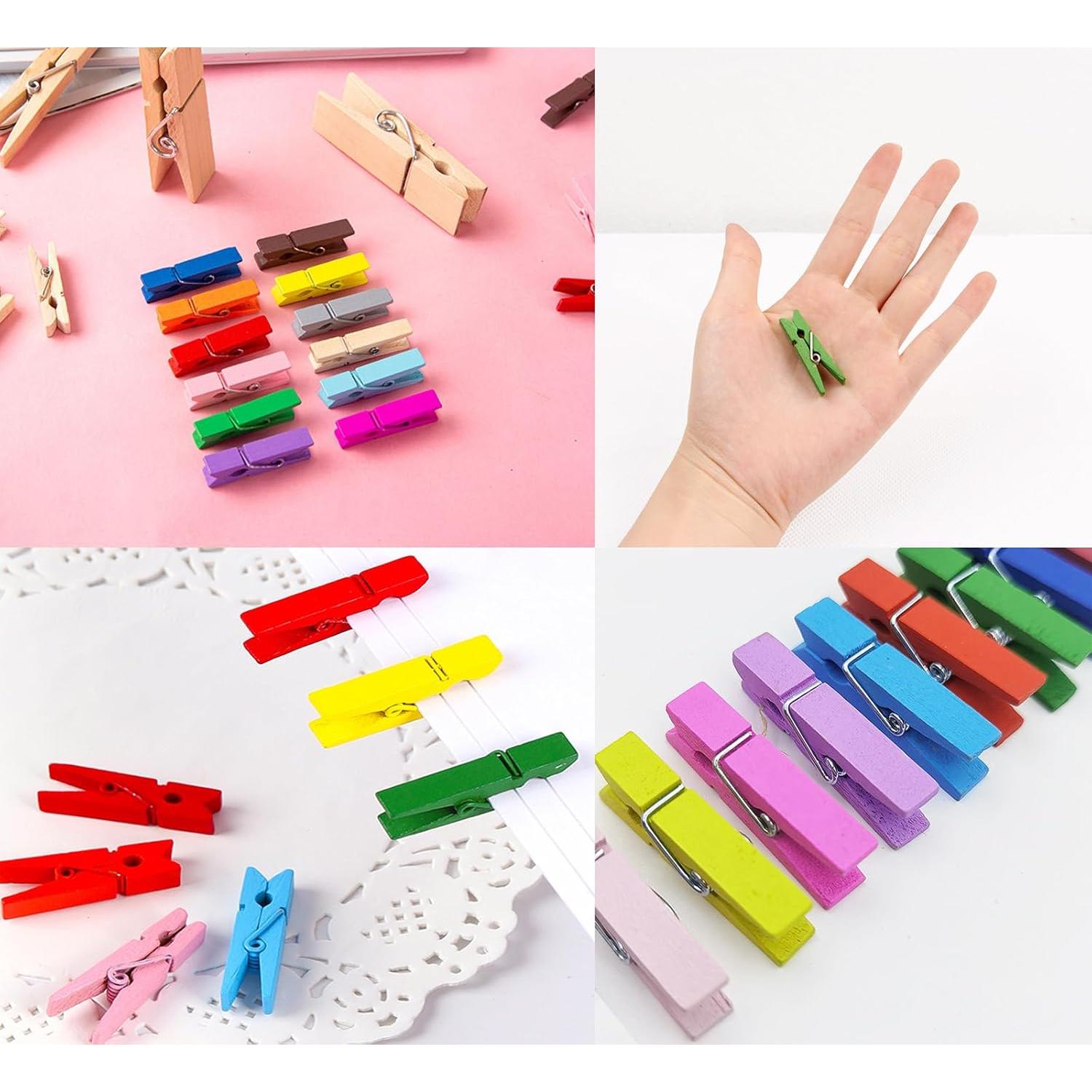 100 Pinzas de Madera Mini YIHUANYIFA 3.5cm Negro con Cuerda