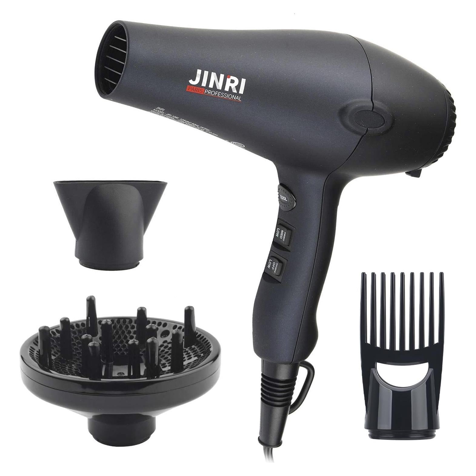 Secador de pelo JINRI 1875W profesional iónico con difusor