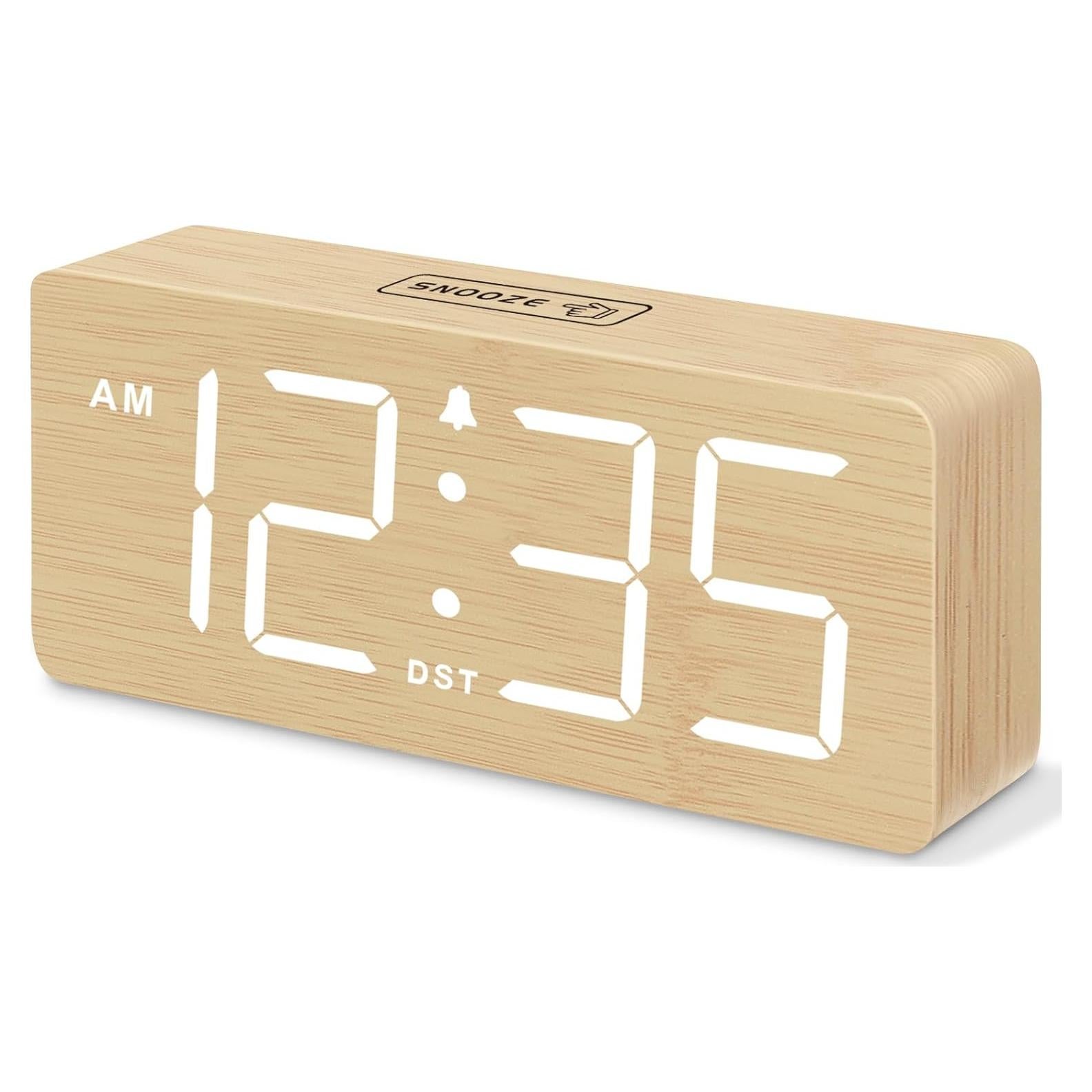 Reloj Despertador Digital de Madera DreamSky con Números Grandes