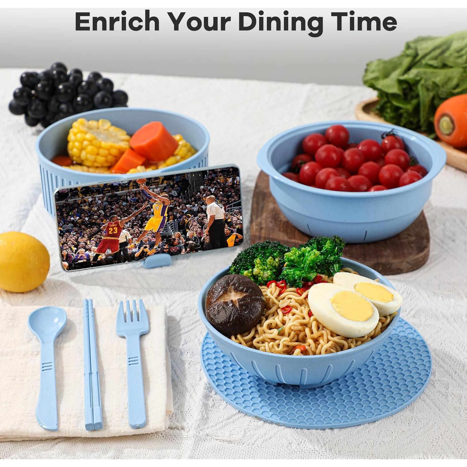 Set de Tazones de Ramen Beiyunee 2 Piezas 1L Microondas