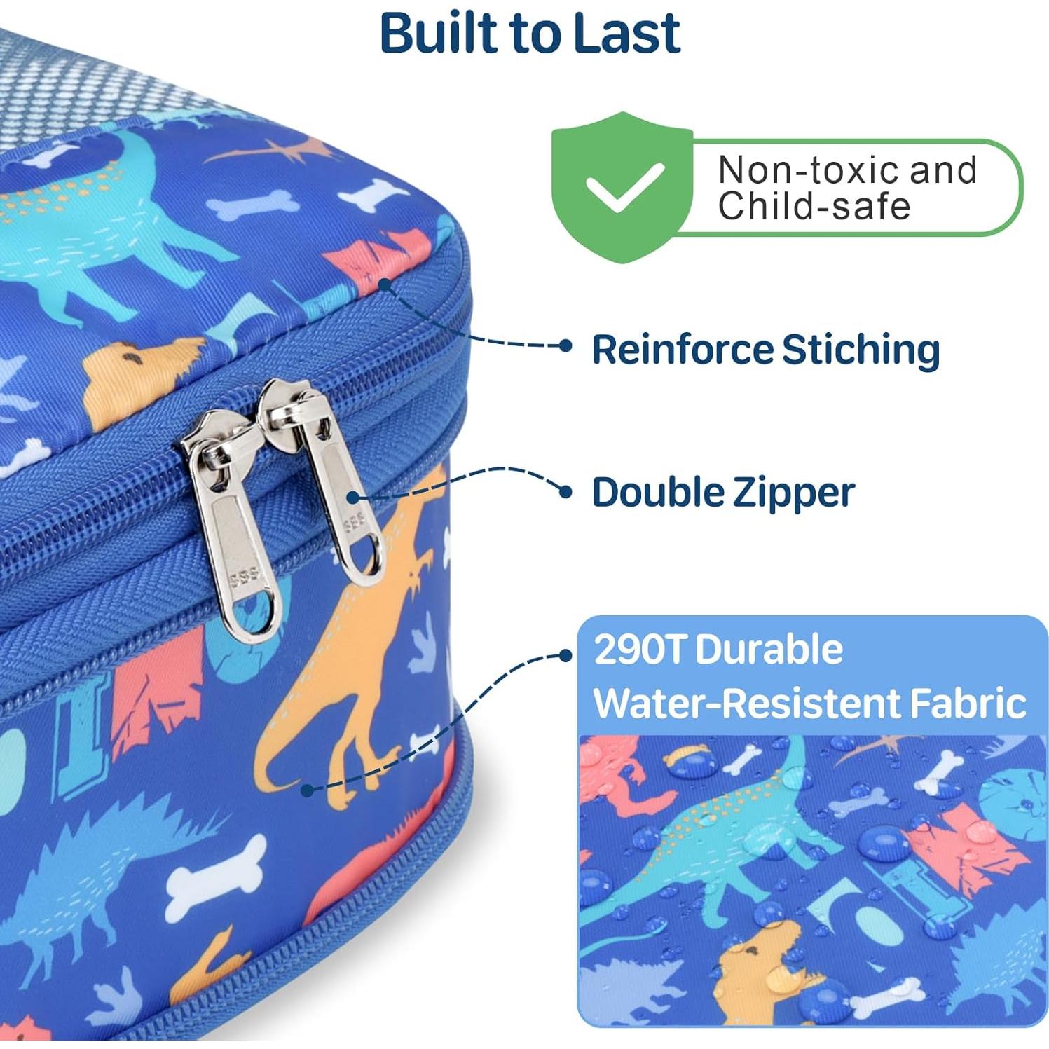 Set de 4 Cubos de Empaque BrainyBees para Niños - Dinosaurio Azul