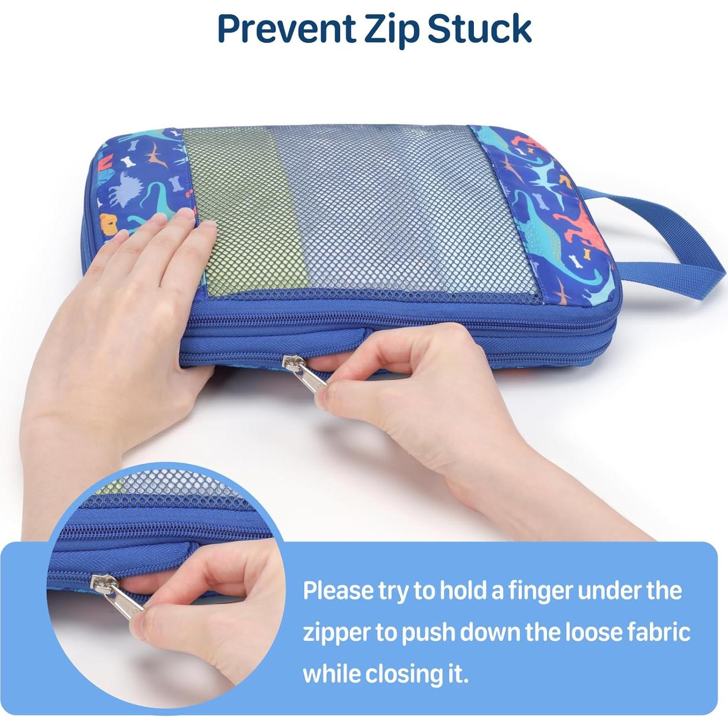 Set de 4 Cubos de Empaque BrainyBees para Niños - Dinosaurio Azul