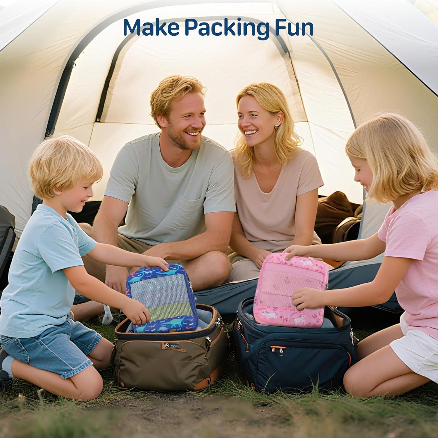 Set de 4 Cubos de Empaque BrainyBees para Niños - Dinosaurio Azul