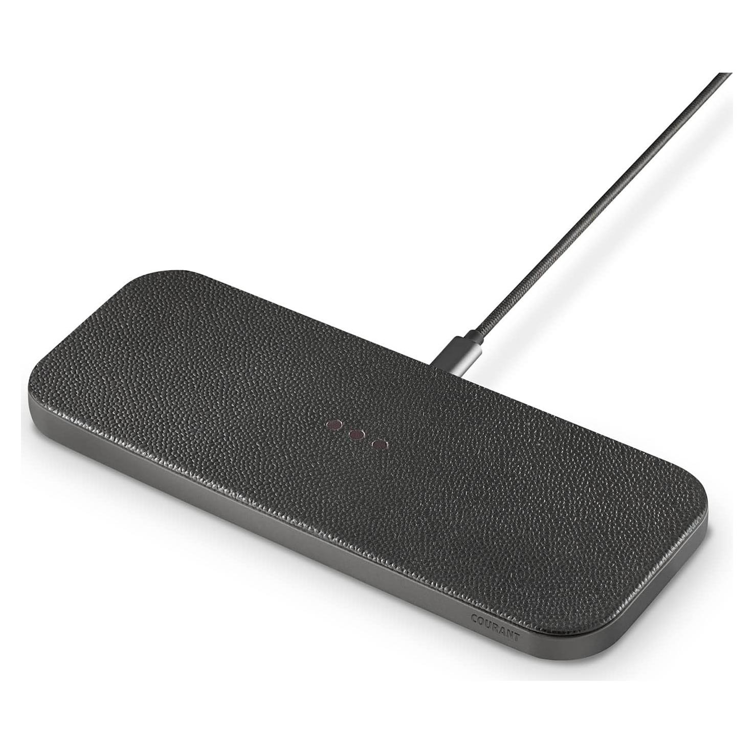 Cargador Inalámbrico Doble COURANT de Cuero Italiano - 10W