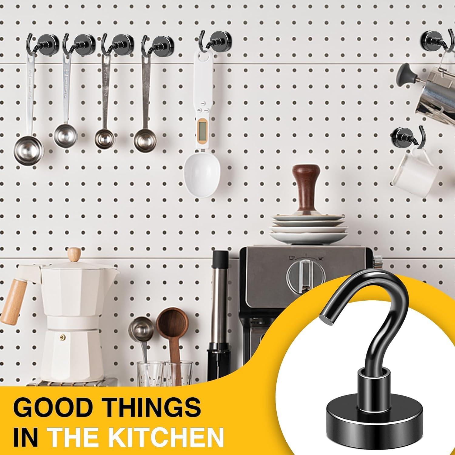 Ganchos Magnéticos DIYMAG 36.29 kg Paquete de 4 Negro