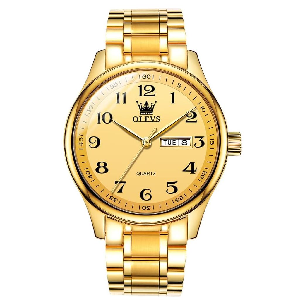 Reloj de lujo OLEVS dorado para hombres, analógico, 30m