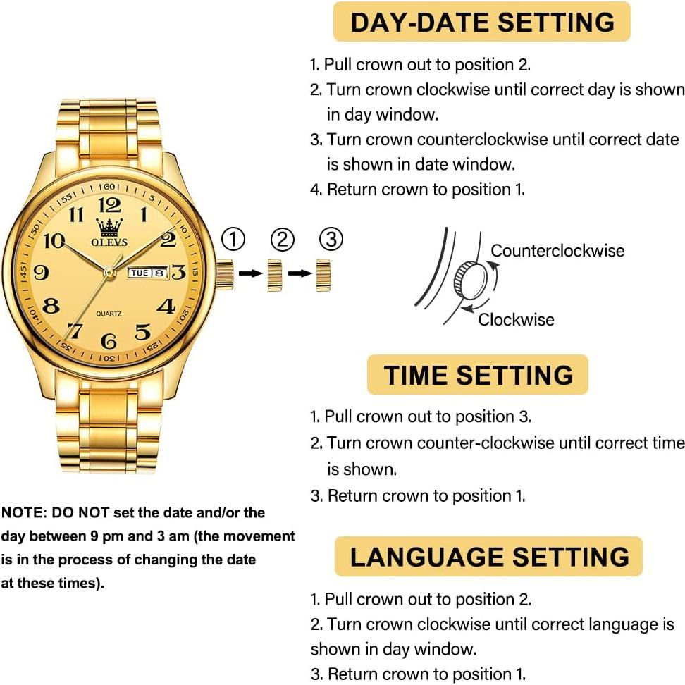 Reloj de lujo OLEVS dorado para hombres, analógico, 30m