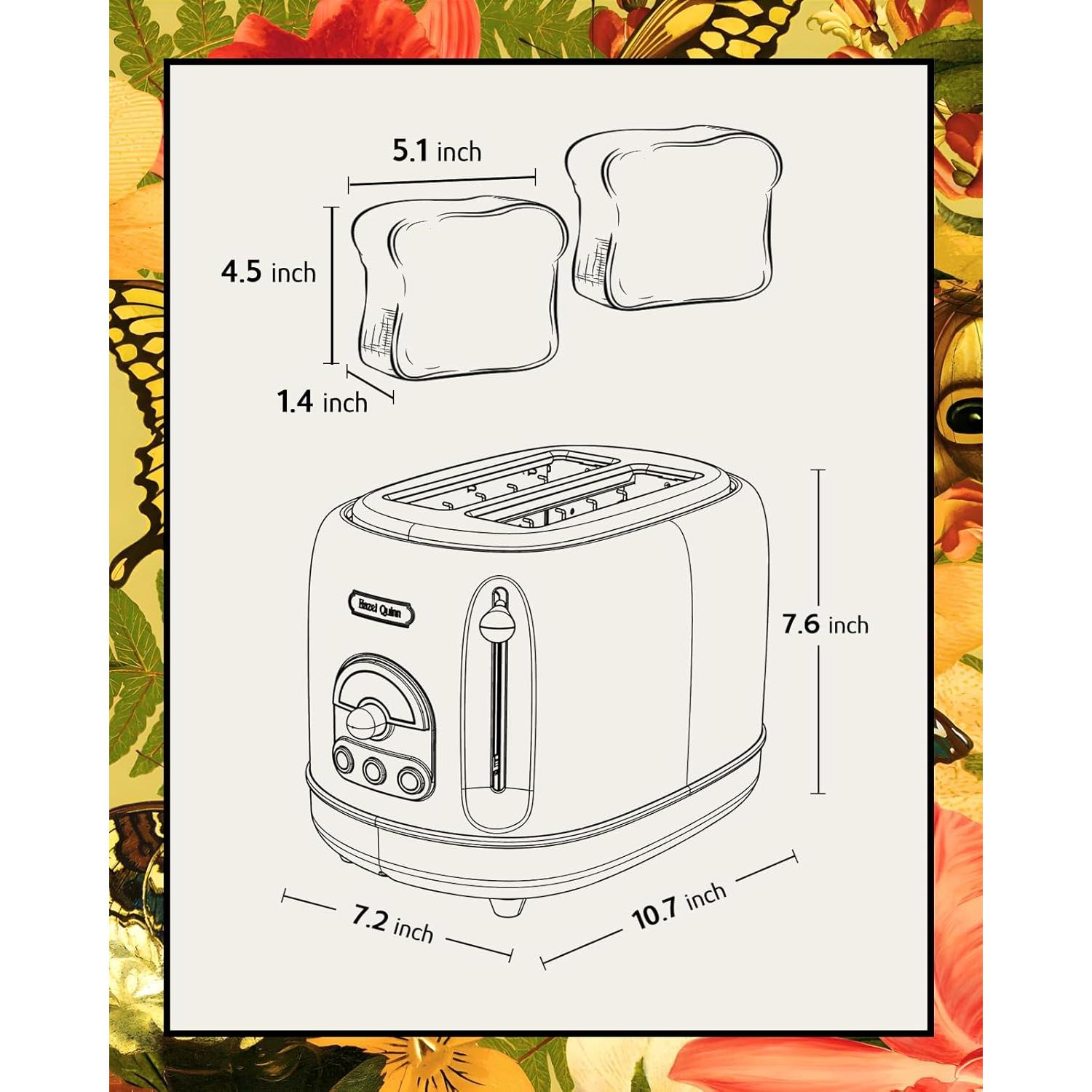 Tostadora Retro 2 Rebanadas Hazel Quinn 850W 6 Niveles Dorado