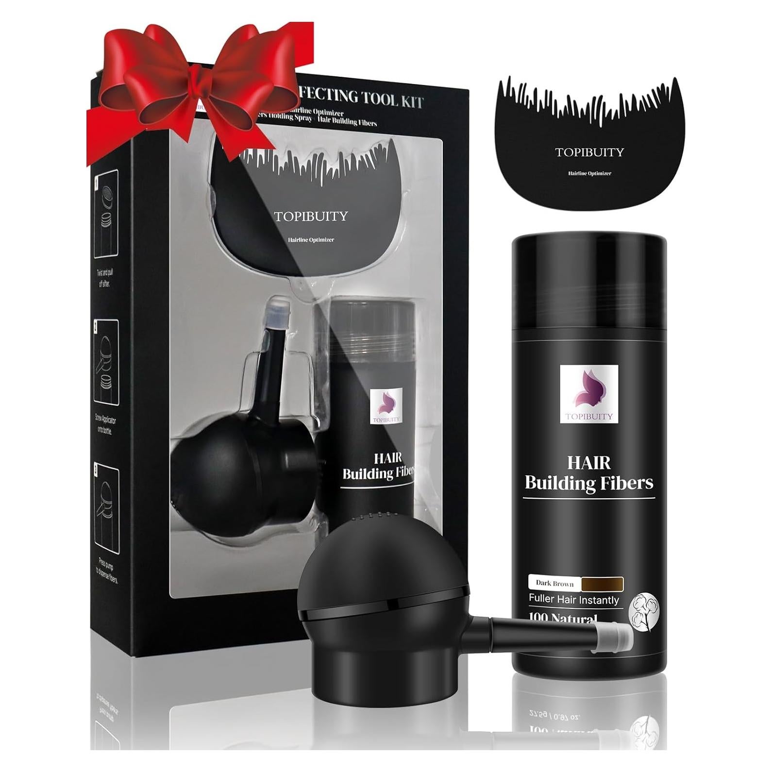 Fibra para Cabello Ralo TOPIBUITY Marrón Oscuro 3-en-1 Set