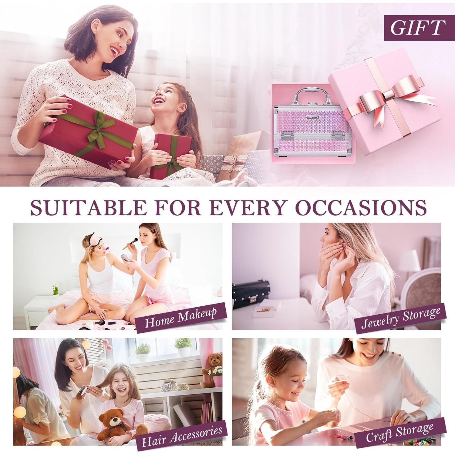 Estuche de Maquillaje Portátil Frenessa Rosa Brillante 23x15x15cm