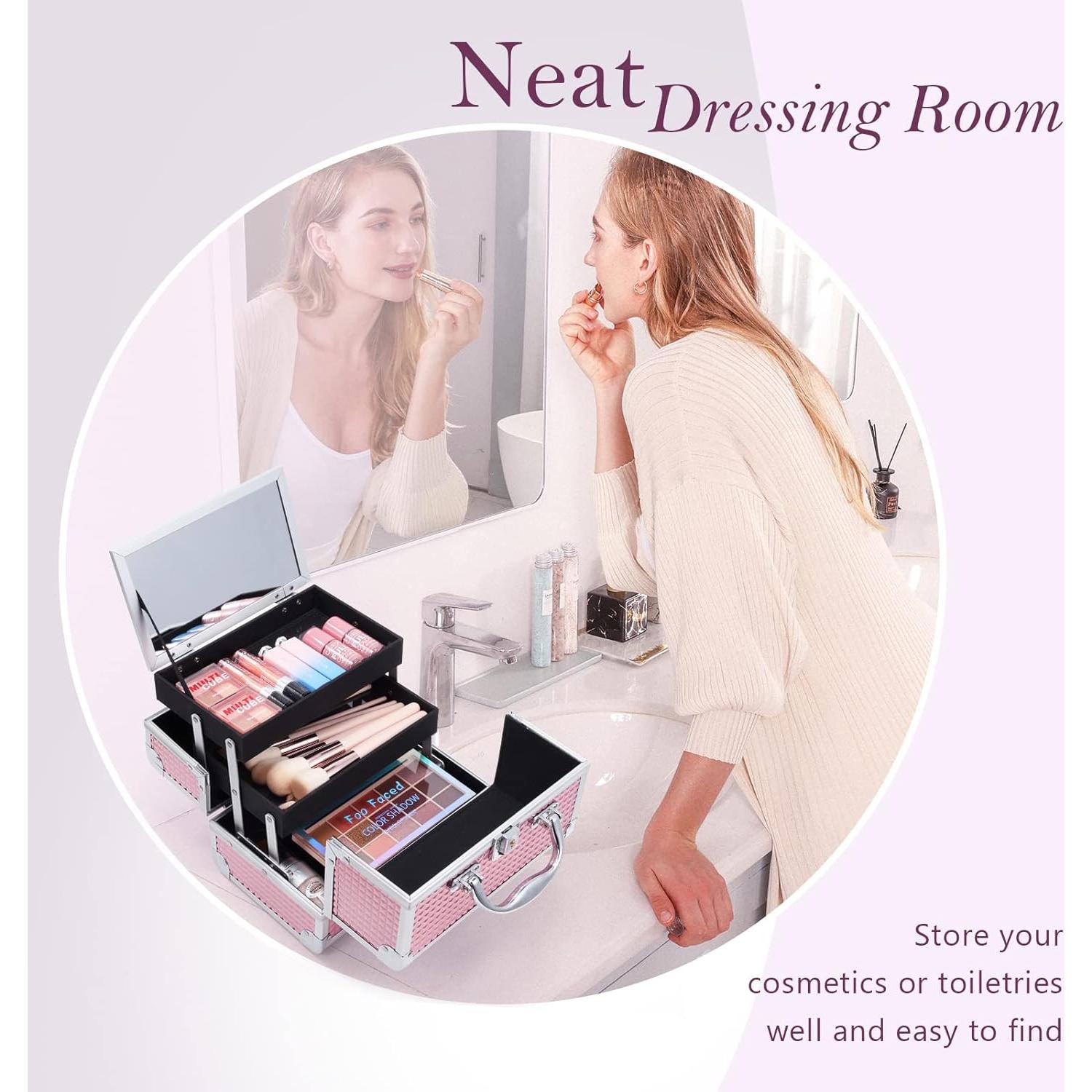 Estuche de Maquillaje Portátil Frenessa Rosa Brillante 23x15x15cm