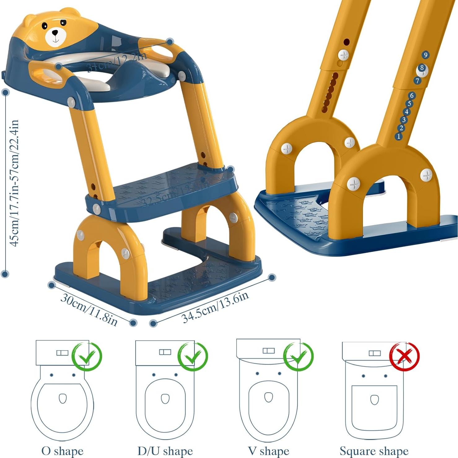 Asiento de Entrenamiento para Baño CUXFLS 2-en-1 Ajustable Azul