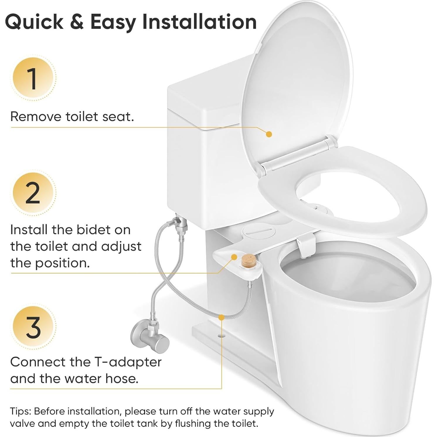 Accesorio de Bidet LEIVI A8808 Ultra Delgado con Doble Boquilla
