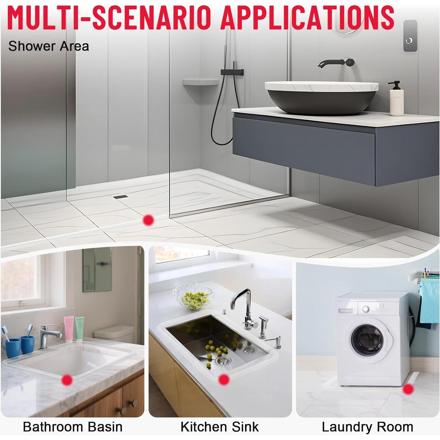 Umbral de Ducha Hzetuu 99cm Silicona Impermeable Autoadhesivo