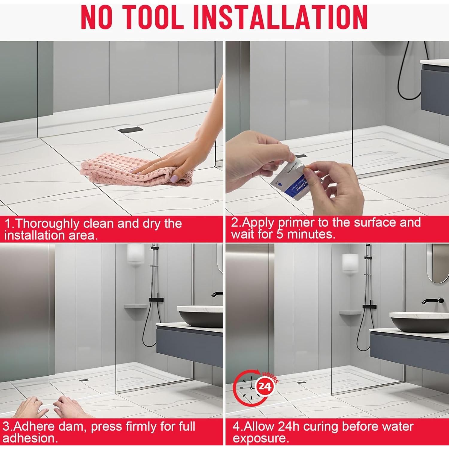 Umbral de Ducha Hzetuu 99cm Silicona Impermeable Autoadhesivo