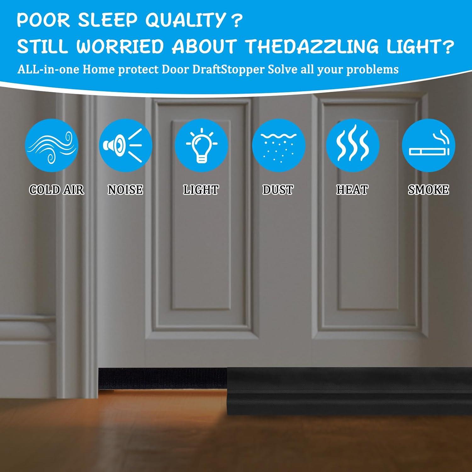 Tapón Ajustable para Puerta TXHOIHF 91.44 cm Negro Bloqueador de Aire y Ruido