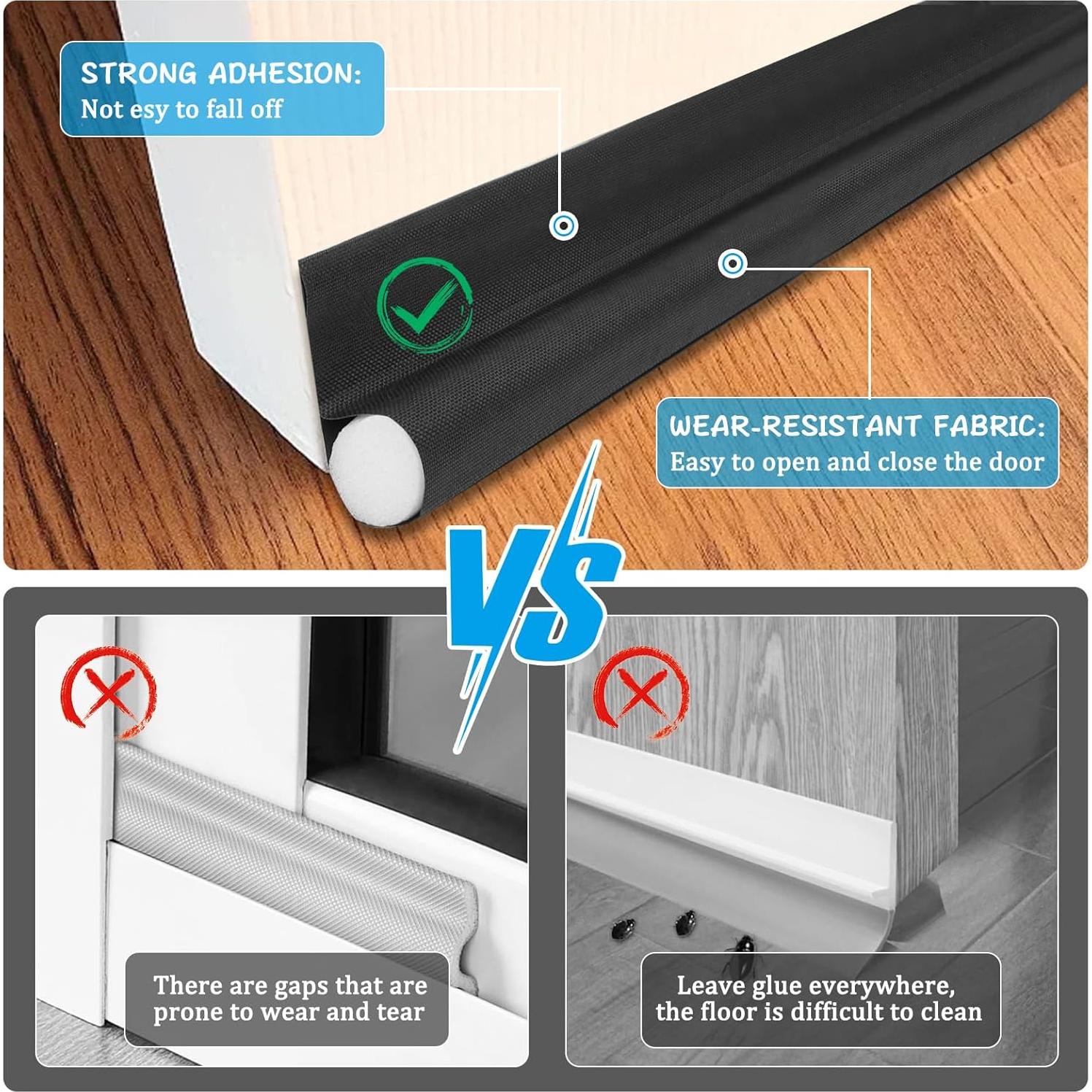 Tapón Ajustable para Puerta TXHOIHF 91.44 cm Negro Bloqueador de Aire y Ruido