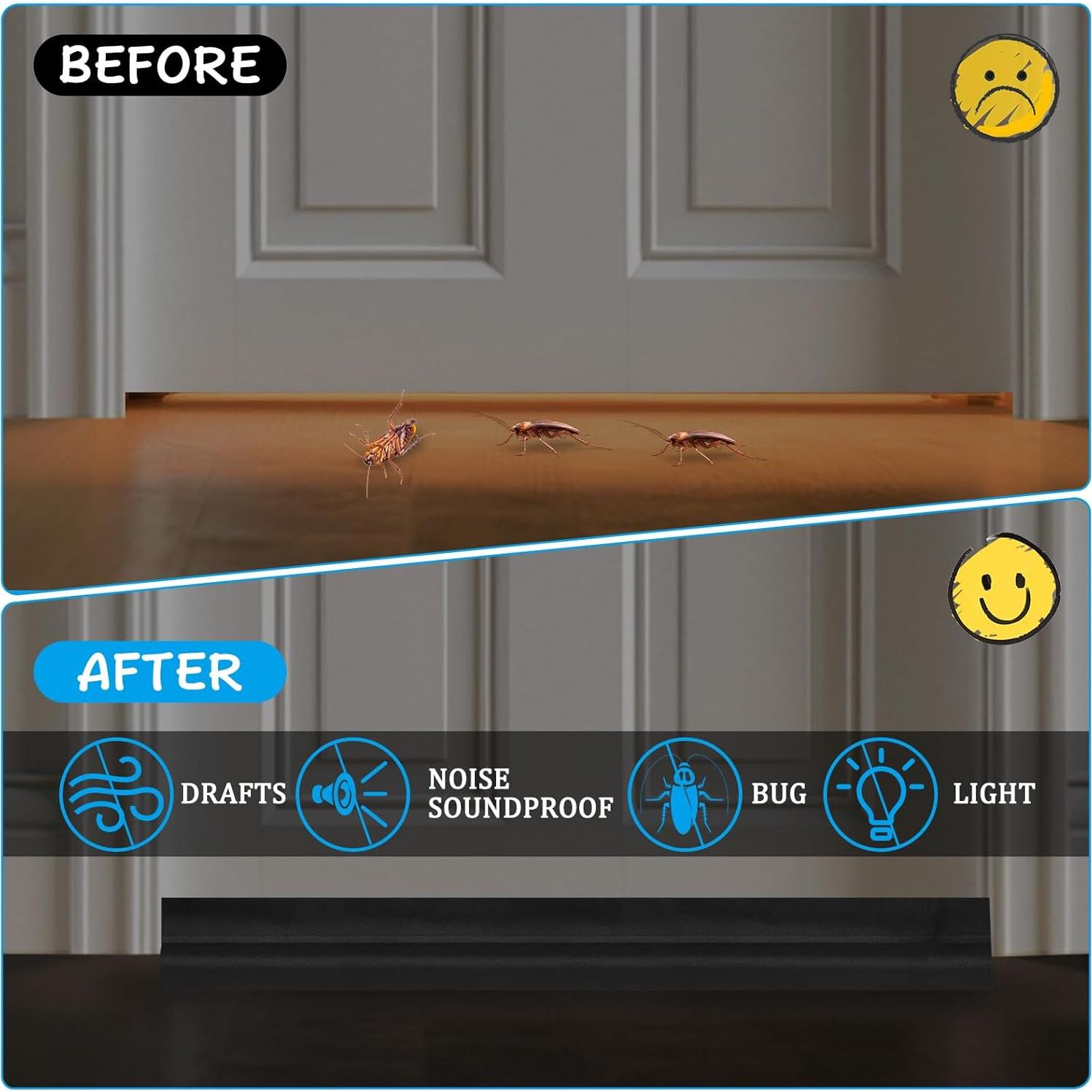 Tapón Ajustable para Puerta TXHOIHF 91.44 cm Negro Bloqueador de Aire y Ruido