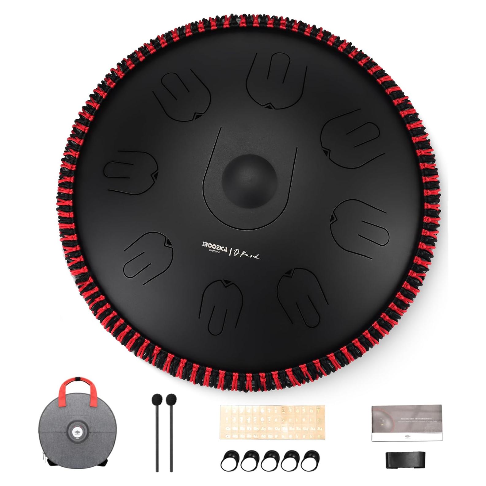 Tambor Handpan MOOZICA 14" 17 Notas D-Kurd Negro con Bolsa