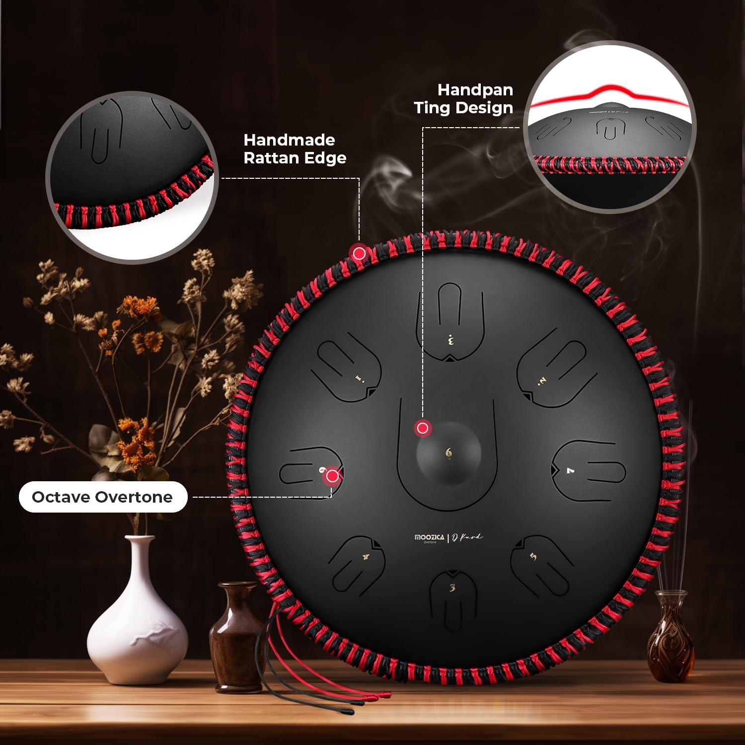 Tambor Handpan MOOZICA 14" 17 Notas D-Kurd Negro con Bolsa