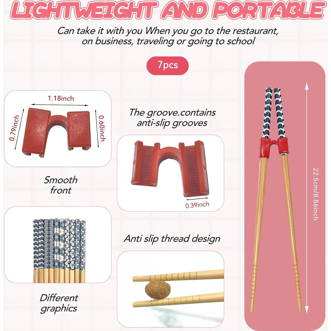 Juego de 7 Pares de Palillos de Entrenamiento EAEDMY 22.5cm
