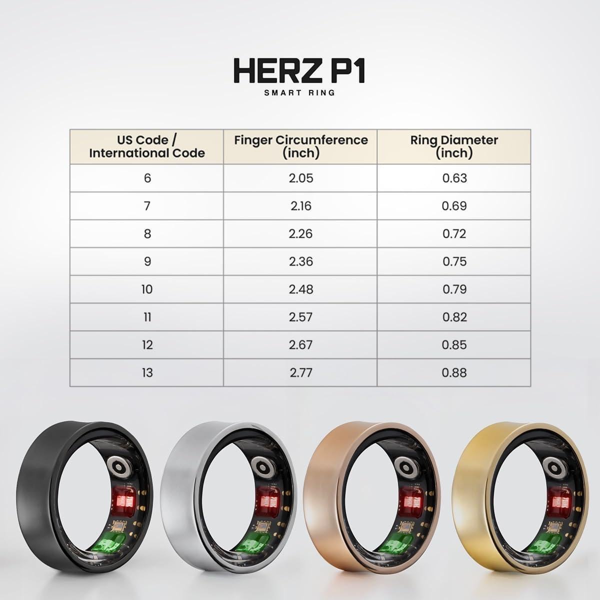 Anillo Inteligente Herz P1 Negro - Salud 24/7, 20 Biométricas